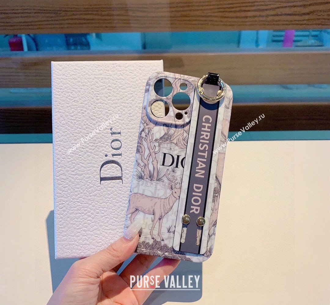 Dior Deer Print iPhone Holder Pink/Grey 2023 1221 (XMN-231221077)