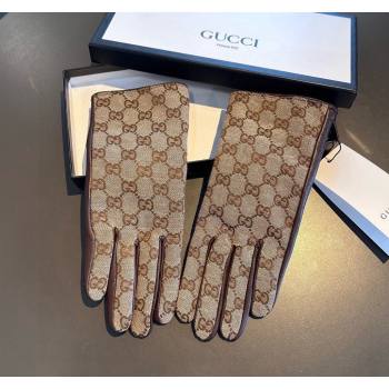 Gucci GG Lambskin and Cashmere Gloves Beige/Brown 2023 1221 (XMN-231221070)