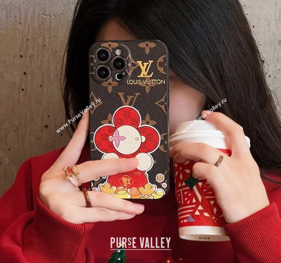 Louis Vuitton Vivienne Chinese New Year iPhone Holder Red/Monogram 2023 1221 (XMN-231221085)