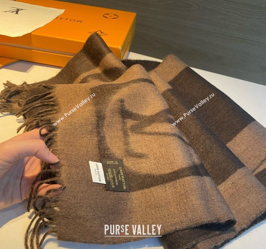 Louis Vuitton Cashmere Long Scarf 30x180cm Brown 2023 LV122103 (XMN-231221044)