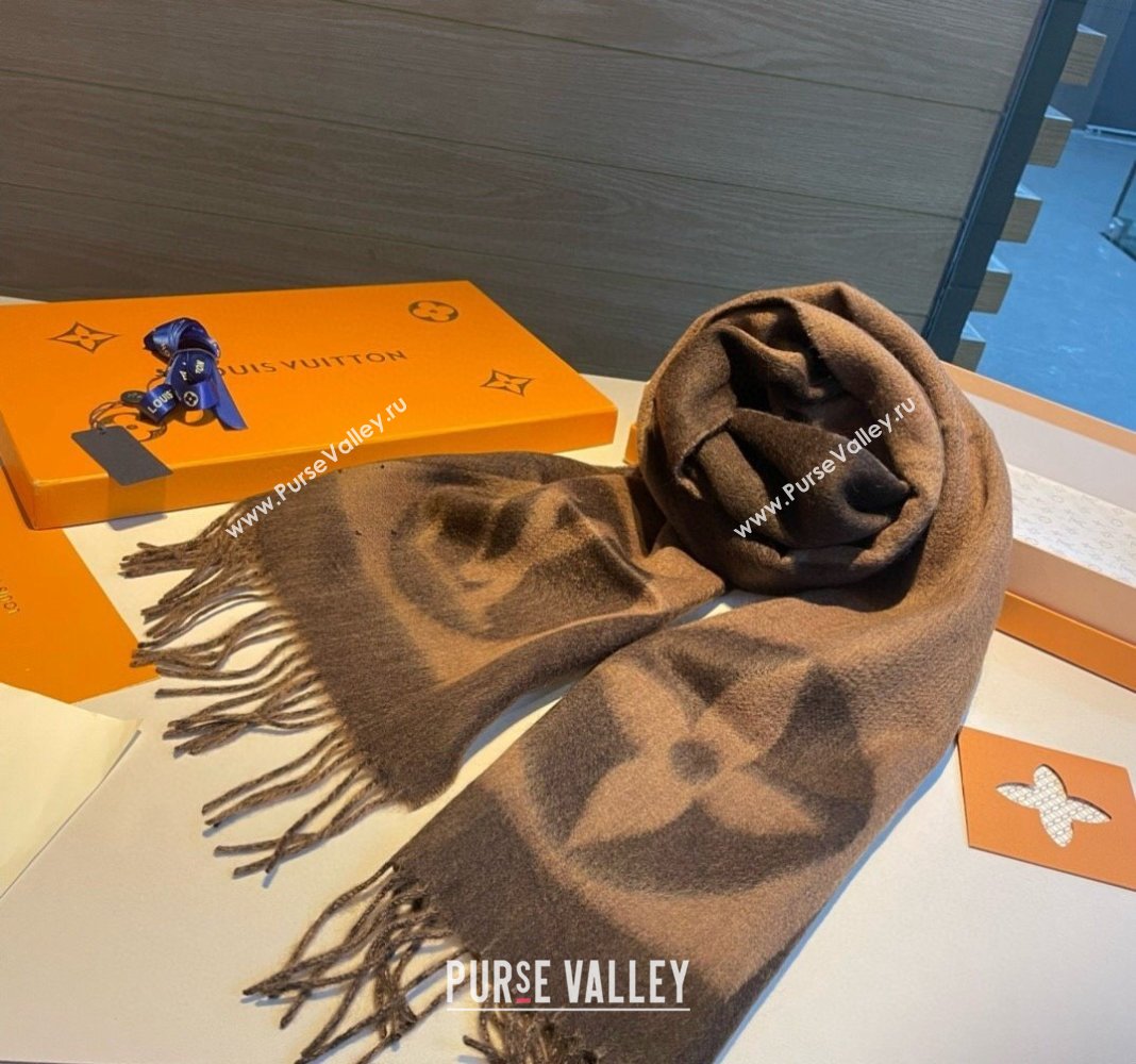 Louis Vuitton Cashmere Long Scarf 30x180cm Brown 2023 LV122103 (XMN-231221044)