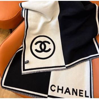 Chanel Cashmere Long Scarf 70x190cm White/Black 2023 1221 (XMN-231221048)