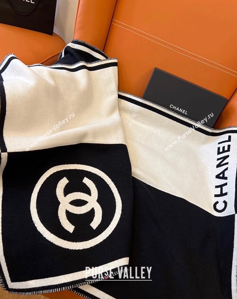 Chanel Cashmere Long Scarf 70x190cm White/Black 2023 1221 (XMN-231221048)