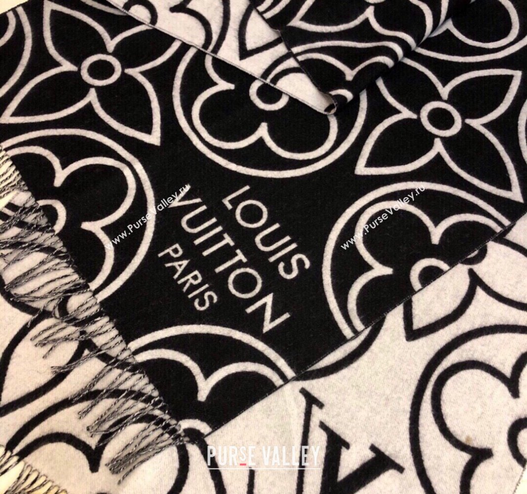 Louis Vuitton LV In Bloom Cashmere Wool Long Scarf 70x200cm Black 2023 LV122104 (XMN-231221049)