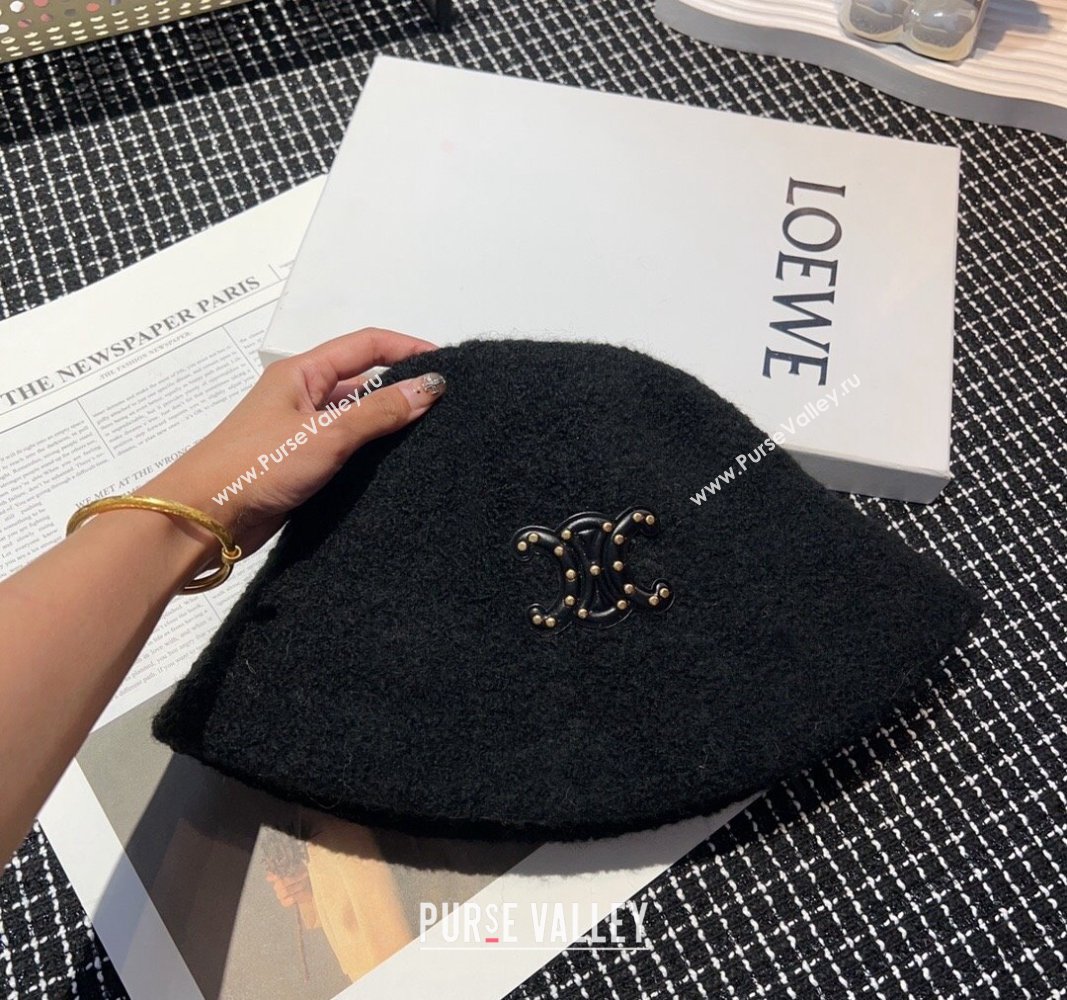 Celine Triomphe Bucket Hat with Studs Black 2023 CE122202 (XMN-231222026)