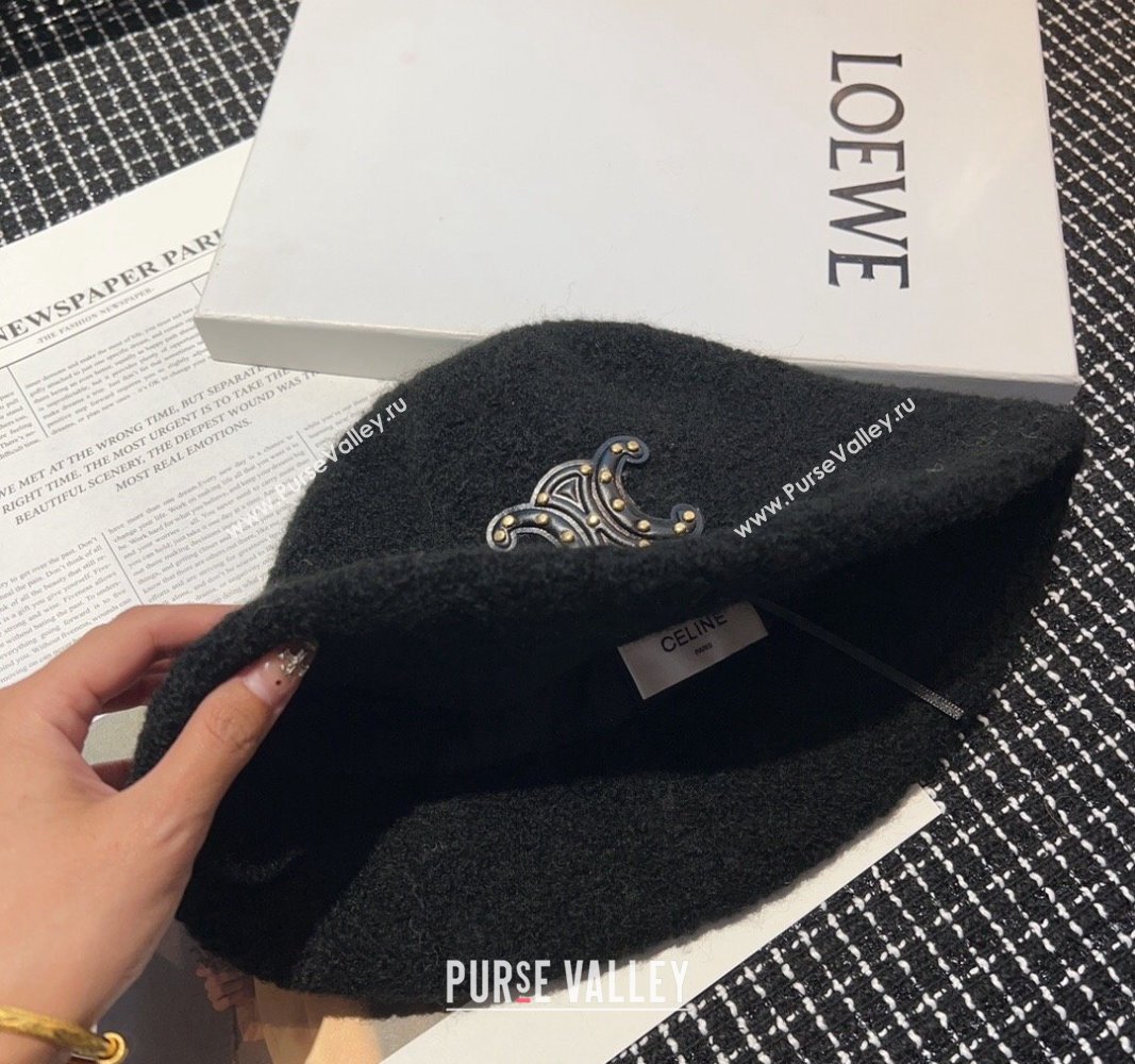 Celine Triomphe Bucket Hat with Studs Black 2023 CE122202 (XMN-231222026)