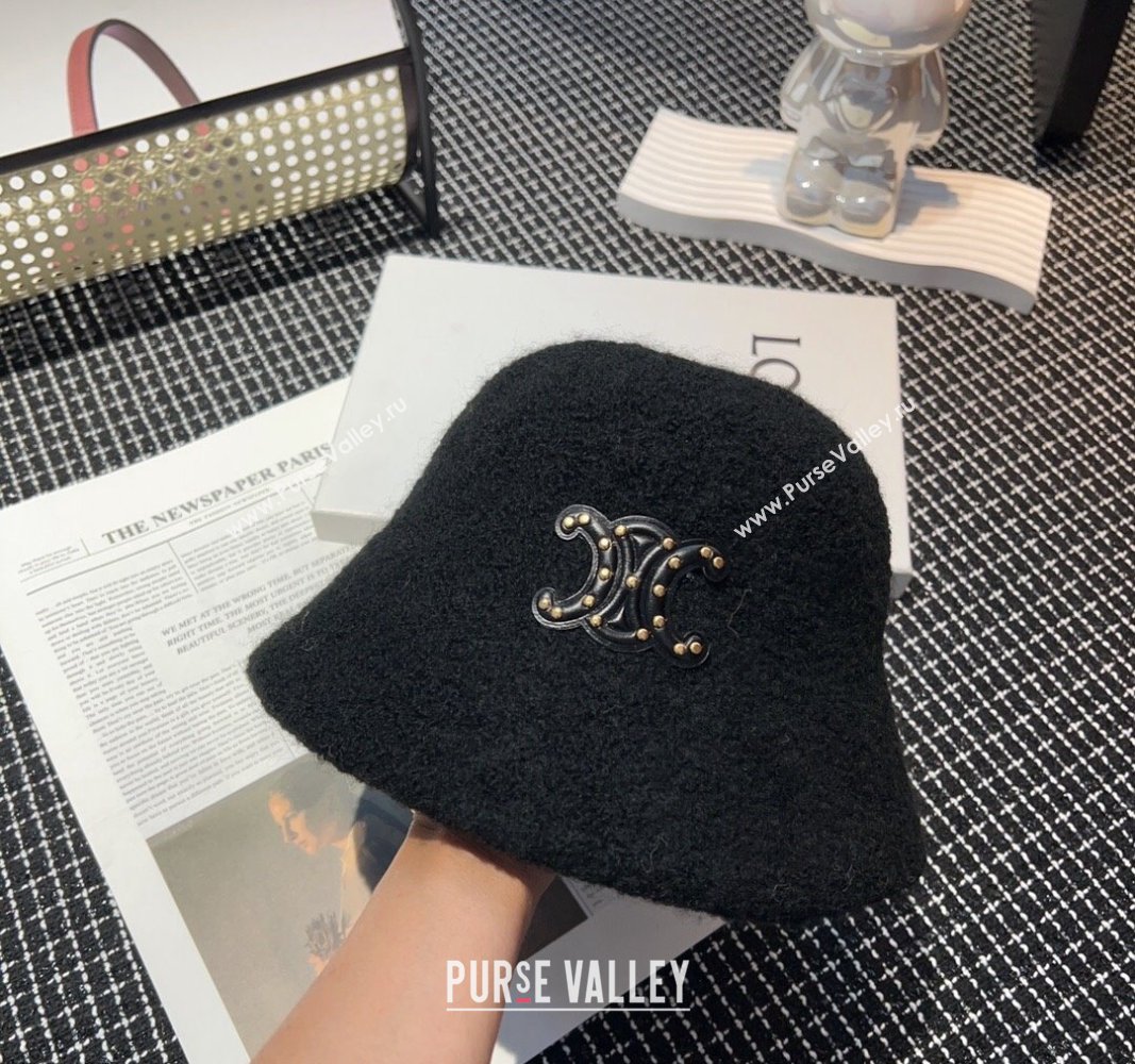 Celine Triomphe Bucket Hat with Studs Black 2023 CE122202 (XMN-231222026)