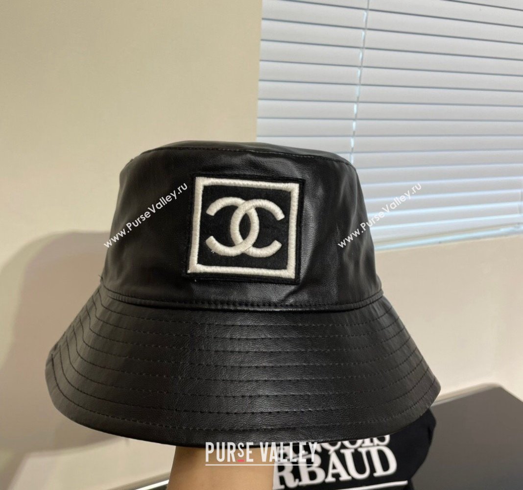 Chanel Leather Bucket Hat Black 2023 CH122201 (MAO-231222039)