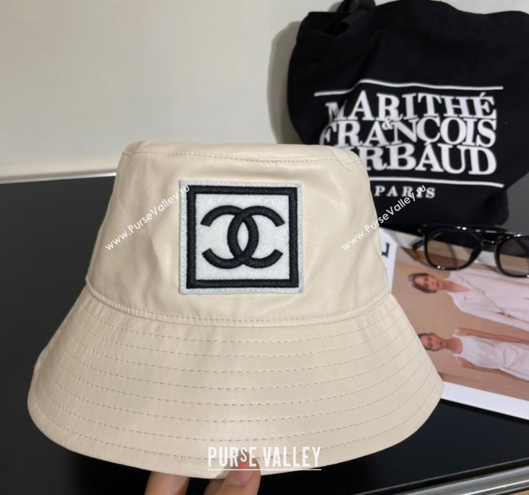 Chanel Leather Bucket Hat White 2023 CH122201 (MAO-231222040)