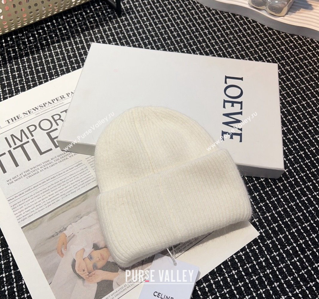 Celine Triomphe Knit Hat with Studs White 2023 CE122203 (MAO-231222028)