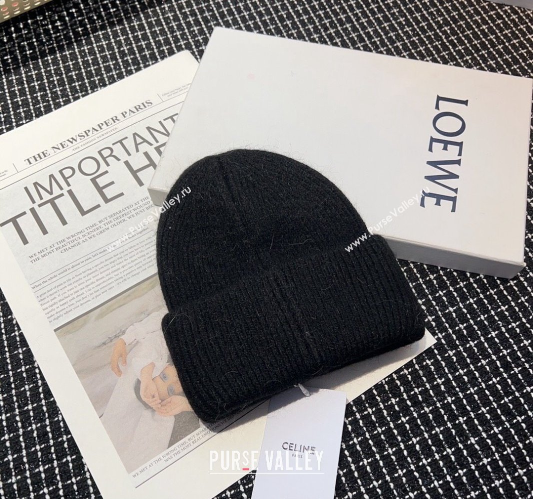 Celine Triomphe Knit Hat with Studs Black 2023 CE122203 (MAO-231222029)