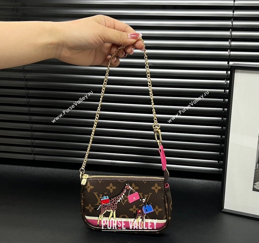 Louis Vuitton Mini Pochette Accessoires Bag On Chain Animal/Fushcia Pink 2023 M82510 (HY-231222126)