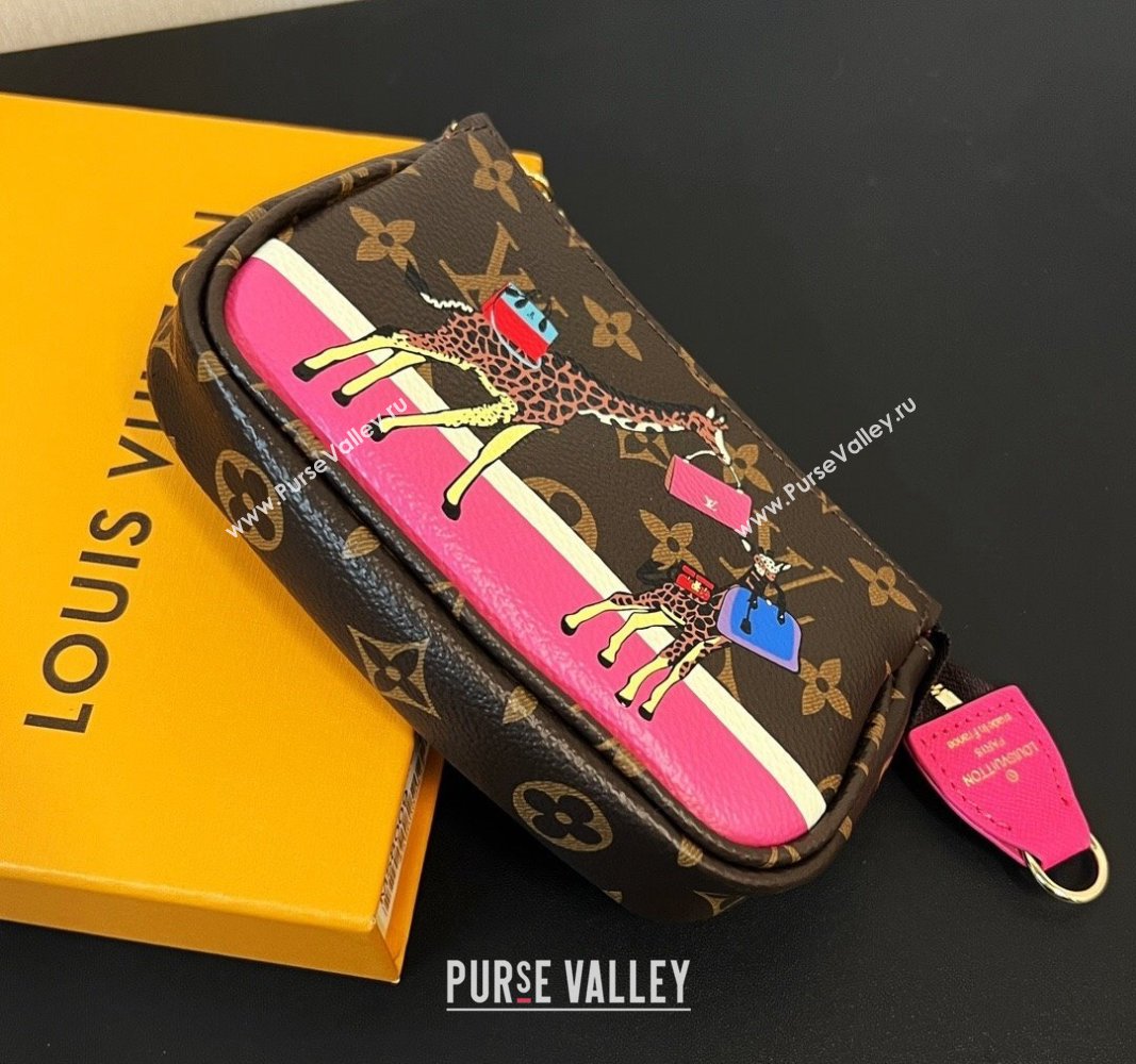 Louis Vuitton Mini Pochette Accessoires Bag On Chain Animal/Fushcia Pink 2023 M82510 (HY-231222126)