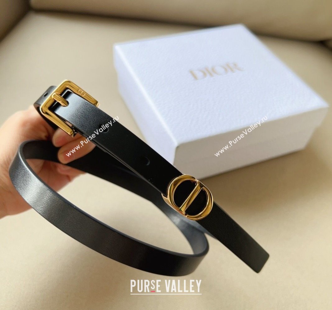 Dior 30 Montaigne Loop Belt 1.5cm in Reversible Supple Calfskin Black/Gold 2023 DR122001 (99-231220080)