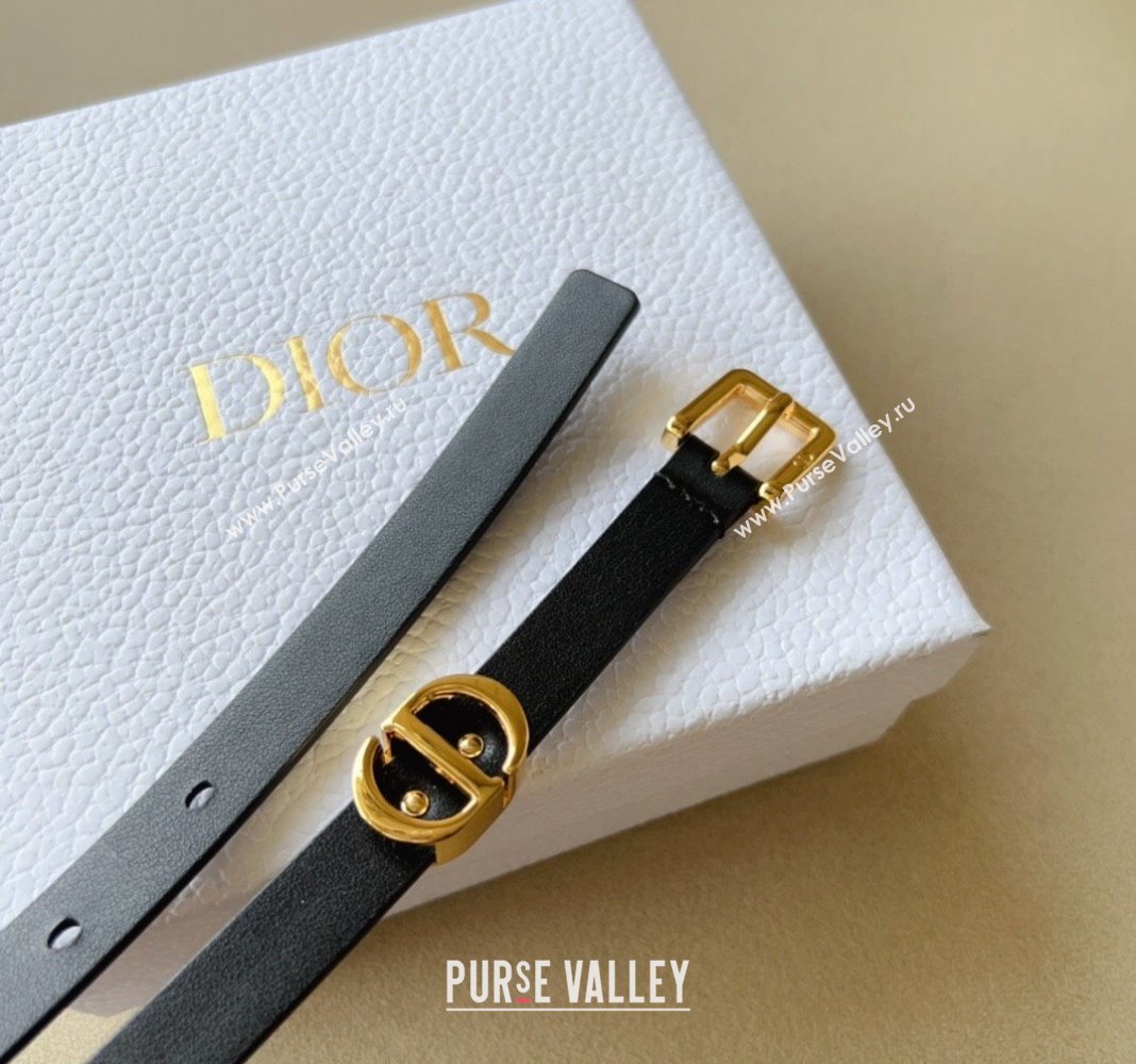 Dior 30 Montaigne Loop Belt 1.5cm in Reversible Supple Calfskin Black/Gold 2023 DR122001 (99-231220080)