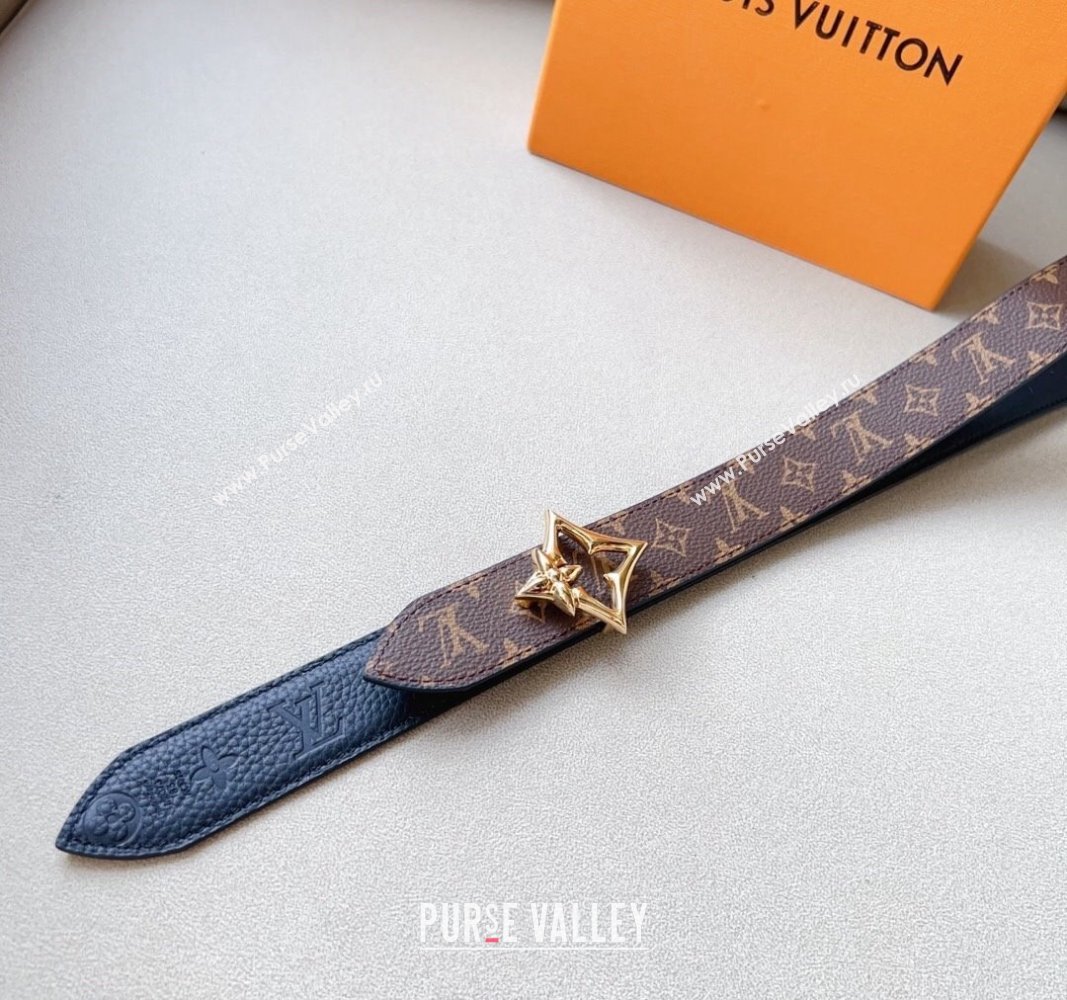 Louis Vuitton Flowergram Belt 3cm in Monogrm Canvas and Grained Leather Black 2023 (99-231220091)