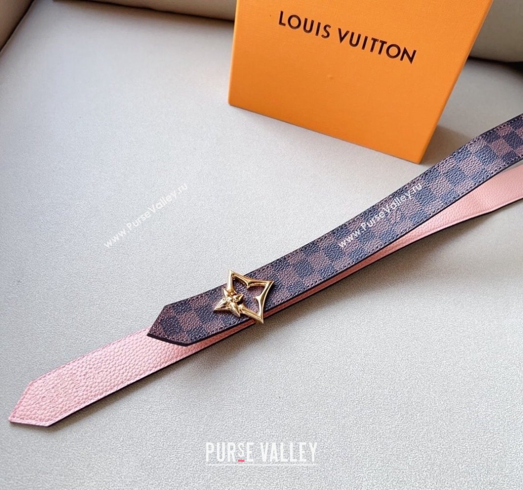 Louis Vuitton Flowergram Belt 3cm in Monogrm Canvas and Grained Leather Light Pink 2023 (99-231220092)