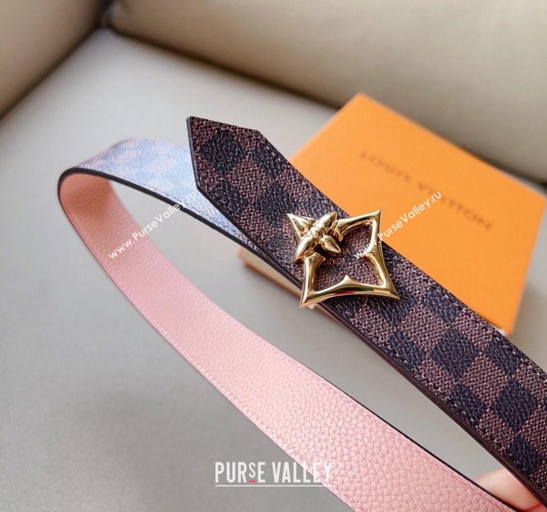 Louis Vuitton Flowergram Belt 3cm in Monogrm Canvas and Grained Leather Light Pink 2023 (99-231220092)