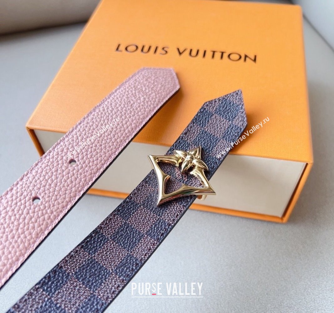 Louis Vuitton Flowergram Belt 3cm in Monogrm Canvas and Grained Leather Light Pink 2023 (99-231220092)