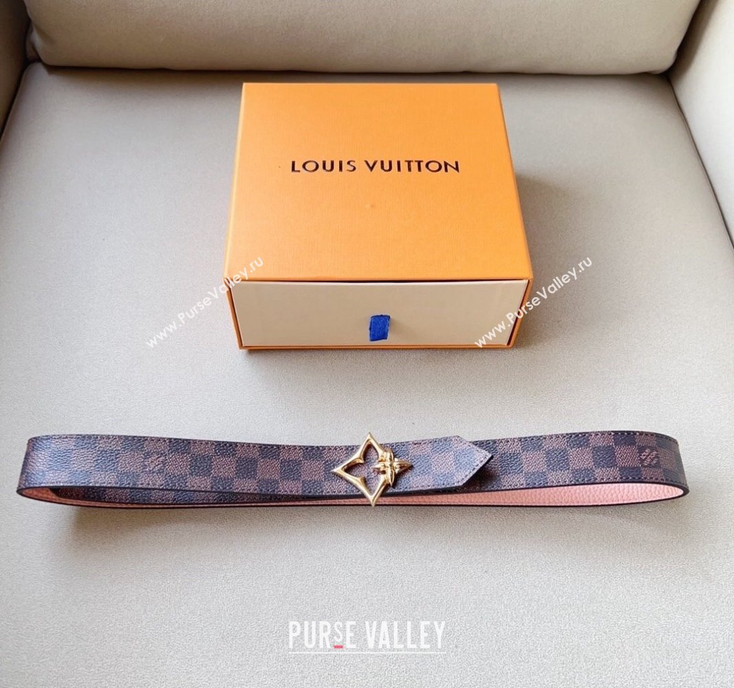 Louis Vuitton Flowergram Belt 3cm in Monogrm Canvas and Grained Leather Light Pink 2023 (99-231220092)