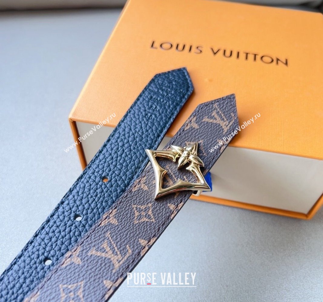 Louis Vuitton Flowergram Belt 3cm in Monogrm Canvas and Grained Leather Blue 2023 (99-231220093)