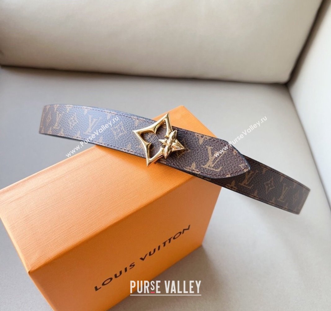 Louis Vuitton Flowergram Belt 3cm in Monogrm Canvas and Grained Leather Blue 2023 (99-231220093)