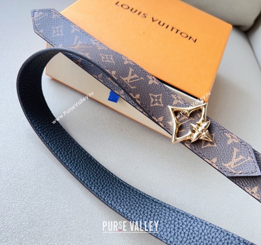 Louis Vuitton Flowergram Belt 3cm in Monogrm Canvas and Grained Leather Blue 2023 (99-231220093)