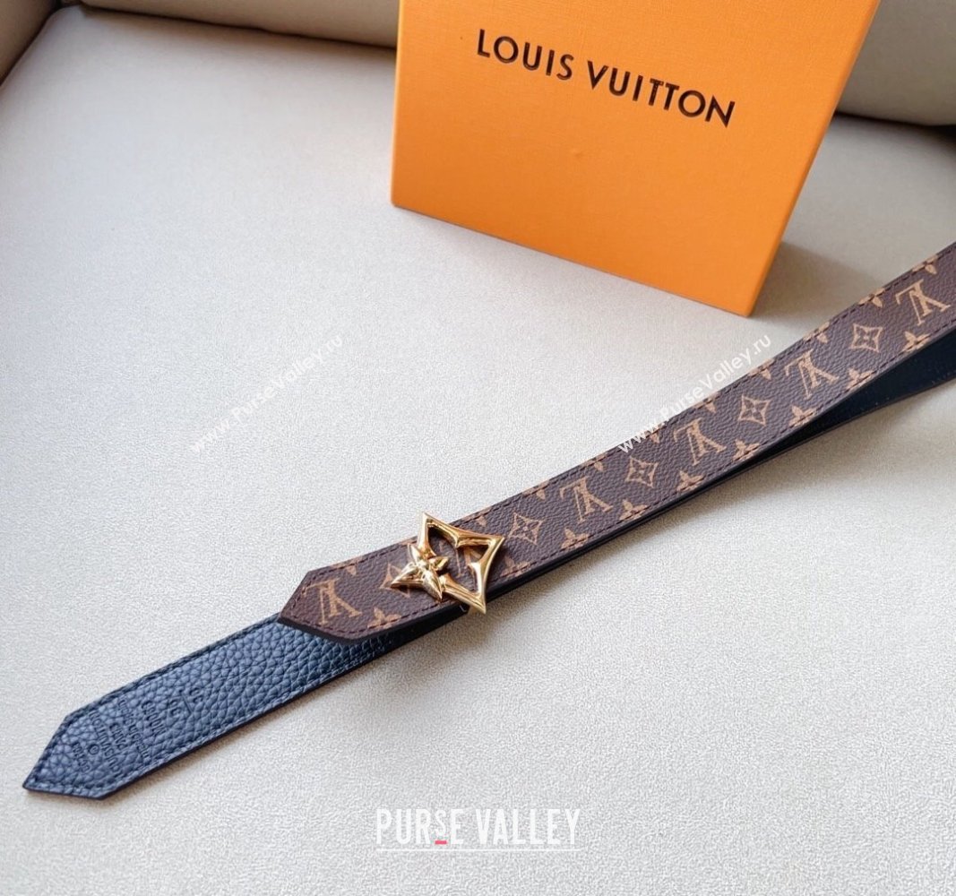 Louis Vuitton Flowergram Belt 3cm in Monogrm Canvas and Grained Leather Blue 2023 (99-231220093)