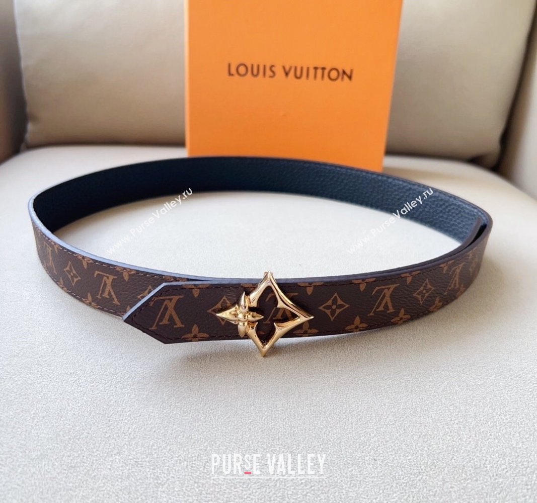 Louis Vuitton Flowergram Belt 3cm in Monogrm Canvas and Grained Leather Blue 2023 (99-231220093)