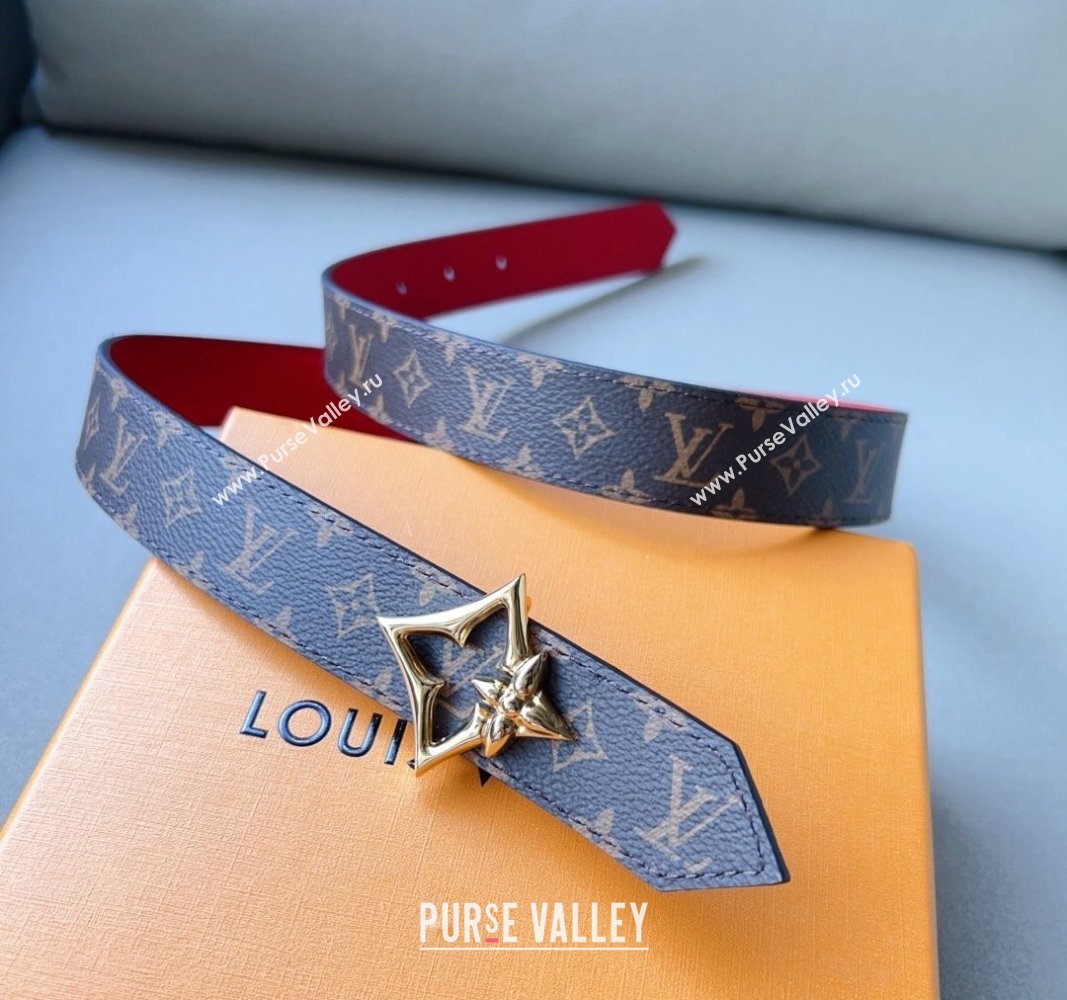 Louis Vuitton Flowergram Belt 3cm in Monogrm Canvas and Grained Leather Blue 2023 (99-231220093)