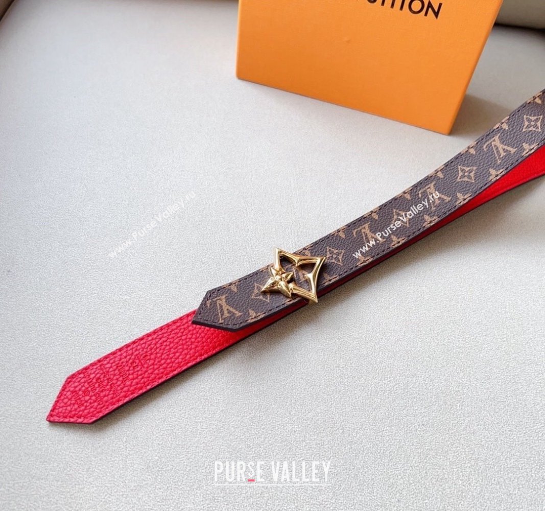 Louis Vuitton Flowergram Belt 3cm in Monogrm Canvas and Grained Leather Red 2023 (99-231220094)