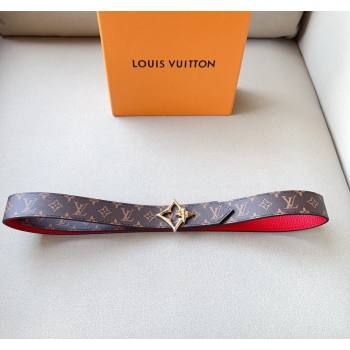 Louis Vuitton Flowergram Belt 3cm in Monogrm Canvas and Grained Leather Red 2023 (99-231220094)