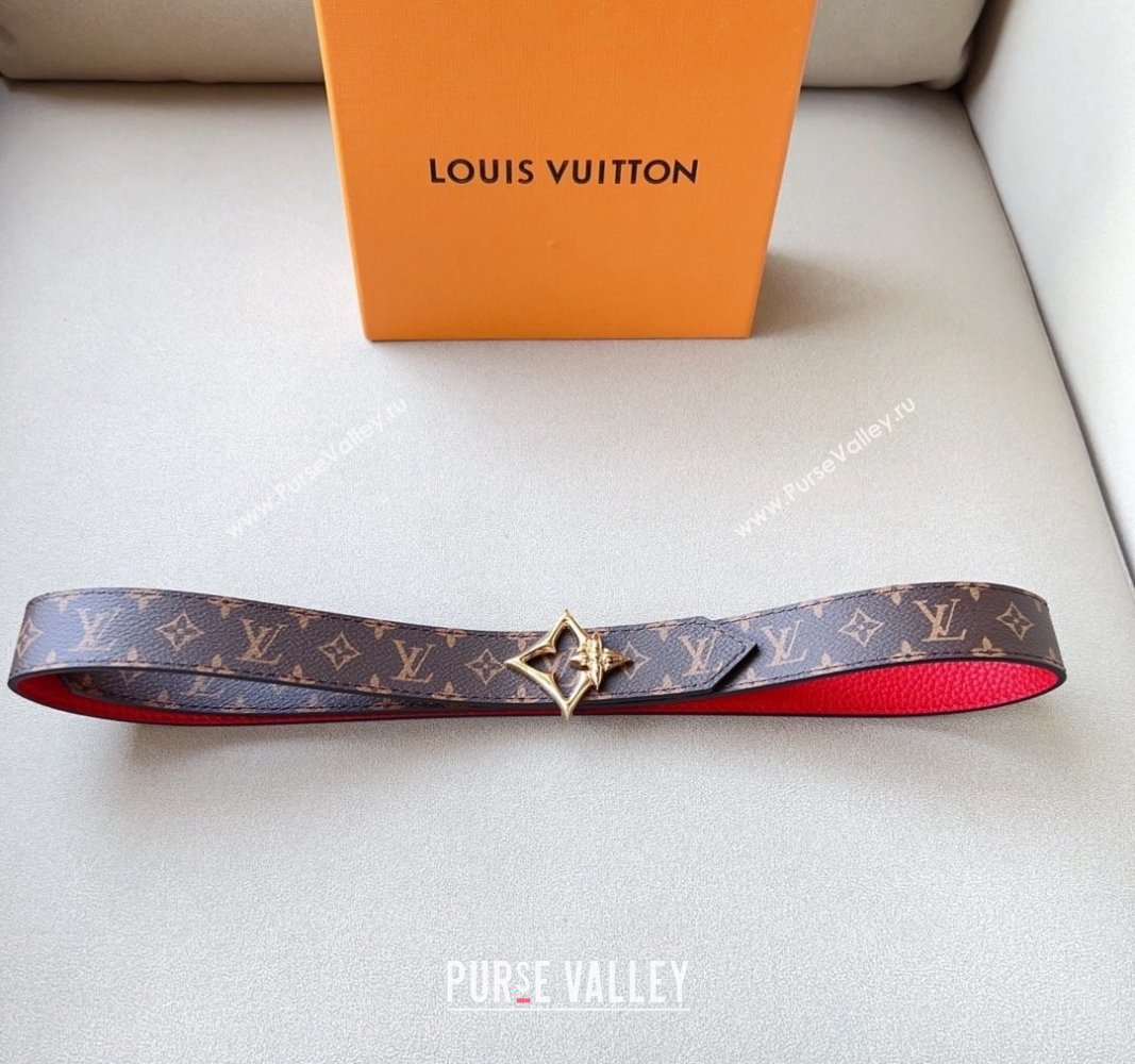 Louis Vuitton Flowergram Belt 3cm in Monogrm Canvas and Grained Leather Red 2023 (99-231220094)