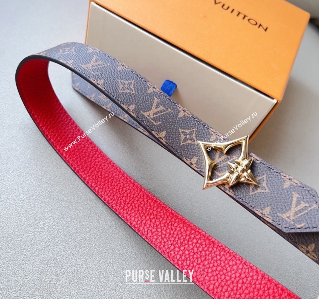 Louis Vuitton Flowergram Belt 3cm in Monogrm Canvas and Grained Leather Red 2023 (99-231220094)