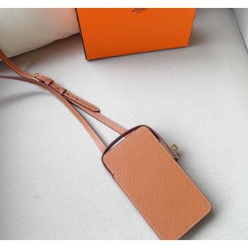 Hermes Etui Hacabox Leather Phone Case Mini Bag with Kelly Buckle Brown/Gold 2023 (99-231220105)