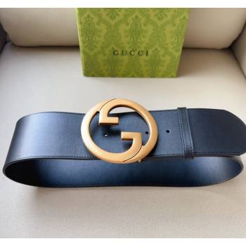 Gucci Interlocking G Leather Waist Belt 7cm Black/Gold 2023 GG122001 (99-1220109)