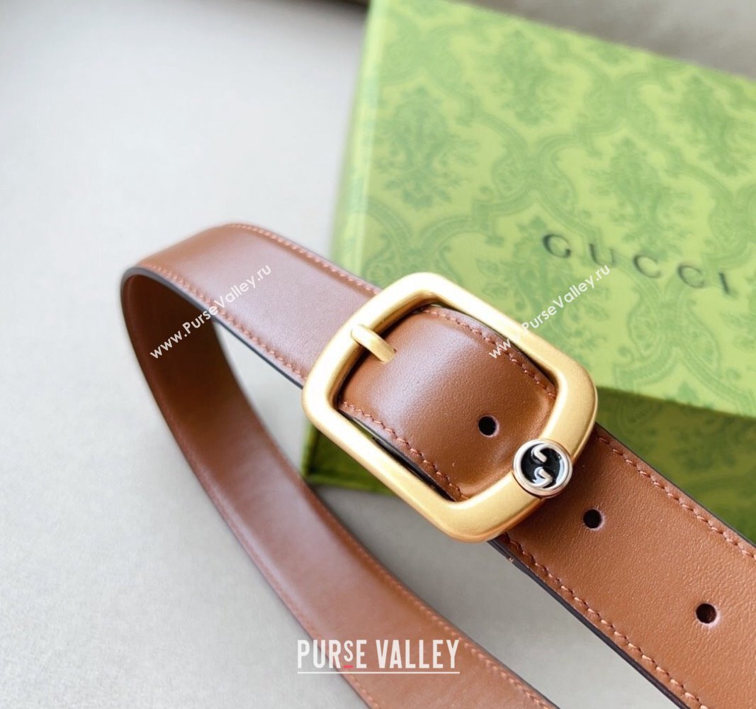 Gucci Leather Belt 3cm Brown 2023 768409 (99-1220113)