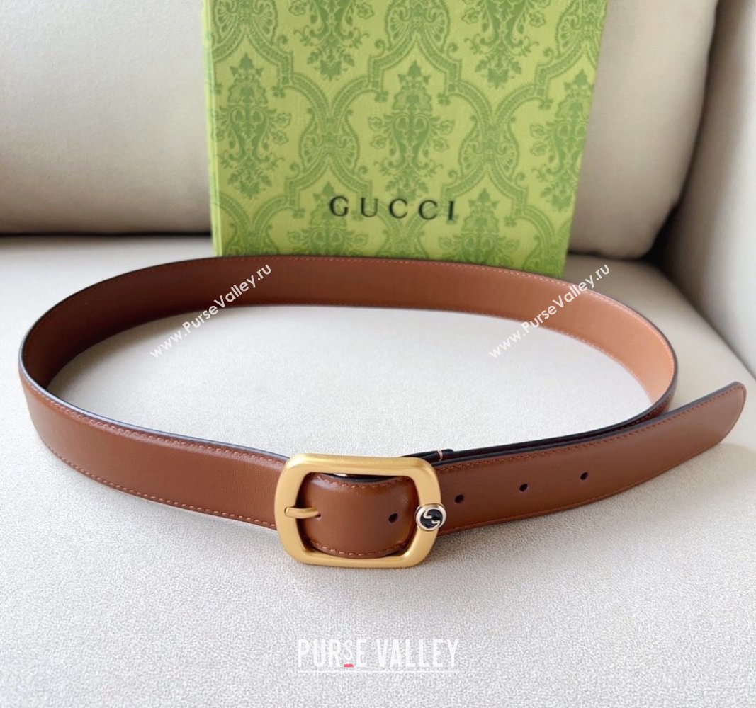 Gucci Leather Belt 3cm Brown 2023 768409 (99-1220113)