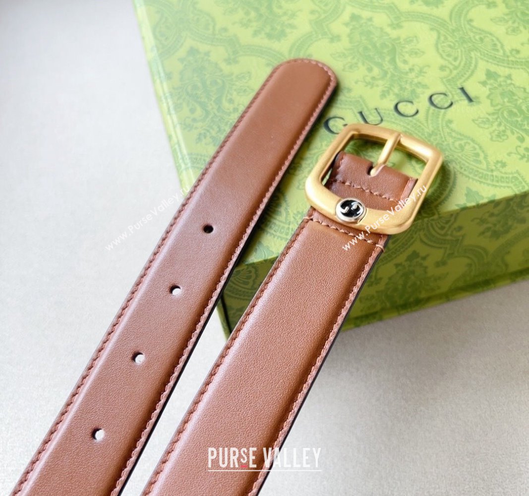 Gucci Leather Belt 3cm Brown 2023 768409 (99-1220113)