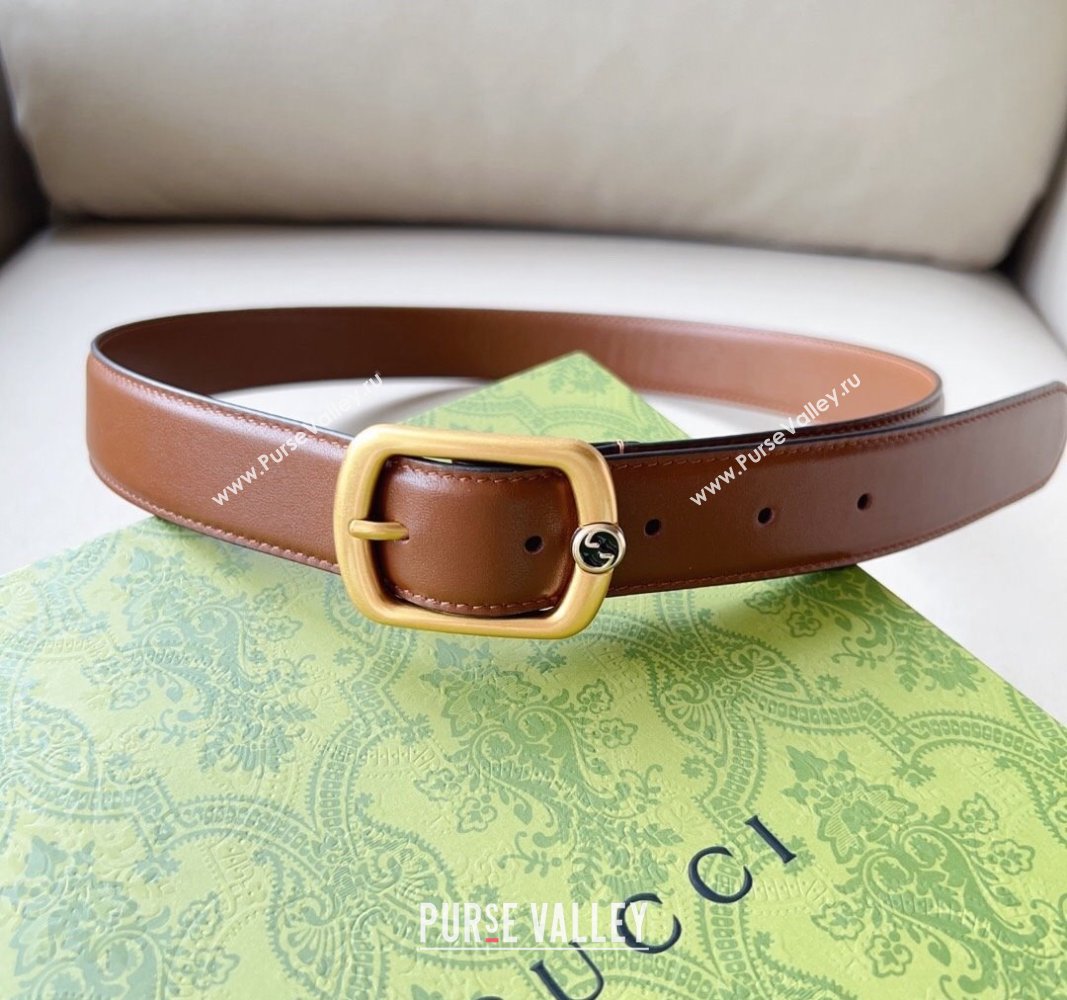 Gucci Leather Belt 3cm Brown 2023 768409 (99-1220113)