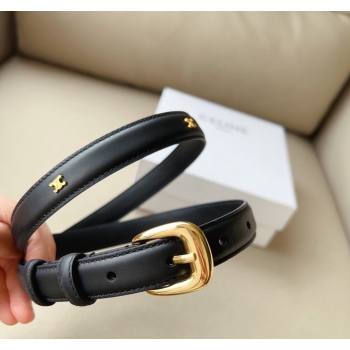 Celine 23 Teen Triomphe Belt 1.8cm in Smooth Leather Black/Gold 2023 CE122001 (99-1220115)