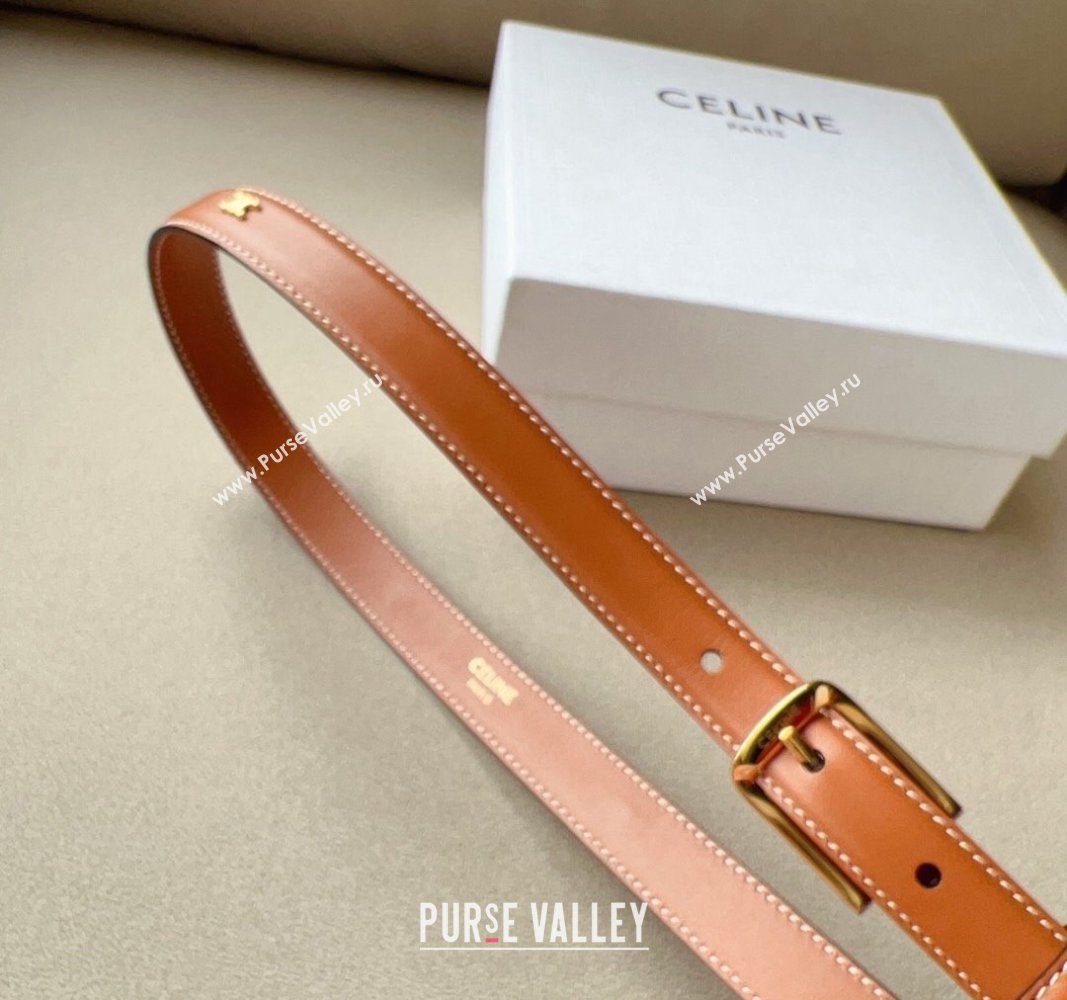 Celine 23 Teen Triomphe Belt 1.8cm in Smooth Leather Brown 2 2023 CE122001 (99-1220118)