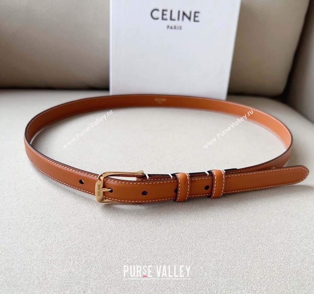 Celine 23 Teen Triomphe Belt 1.8cm in Smooth Leather Brown 2 2023 CE122001 (99-1220118)