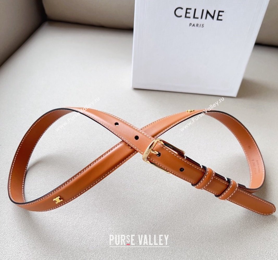 Celine 23 Teen Triomphe Belt 1.8cm in Smooth Leather Brown 2 2023 CE122001 (99-1220118)