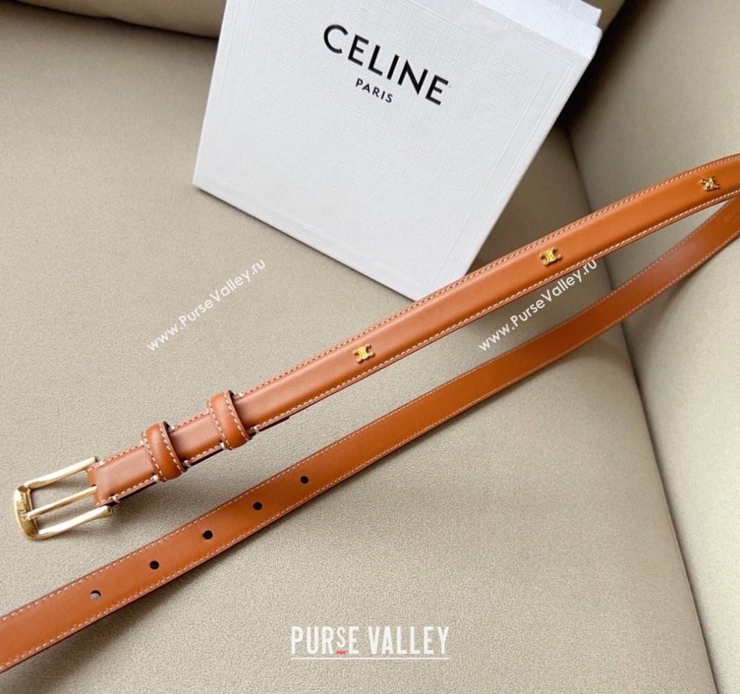 Celine 23 Teen Triomphe Belt 1.8cm in Smooth Leather Brown 2 2023 CE122001 (99-1220118)