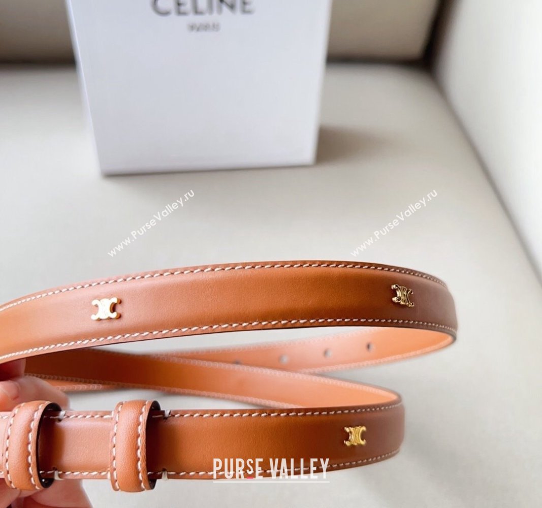 Celine 23 Teen Triomphe Belt 1.8cm in Smooth Leather Brown 2 2023 CE122001 (99-1220118)