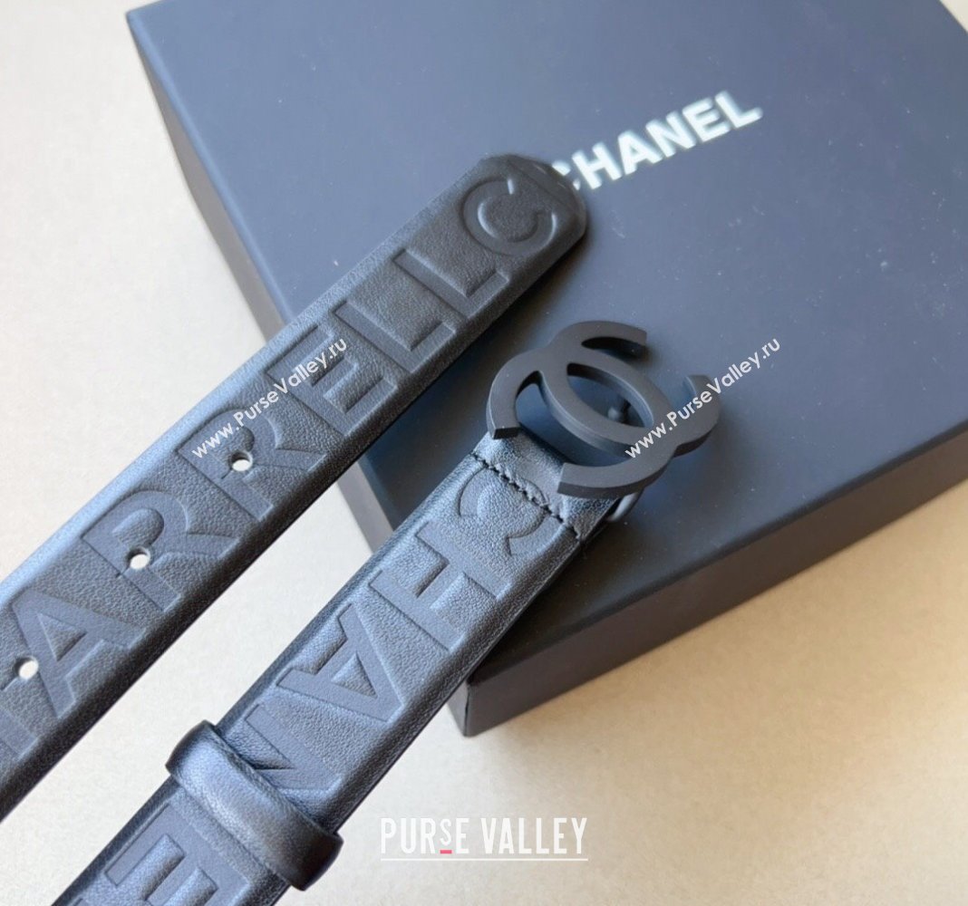 Chanel Pharrell Belt 3cm in Embossed Leather All Black 2023 CH122002 (99-1220121)