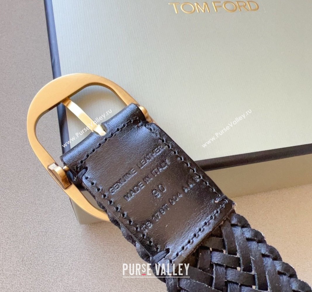 Tom Ford Woven Leather Belt 3.8cm 2023 TF122001 (99-1220126)