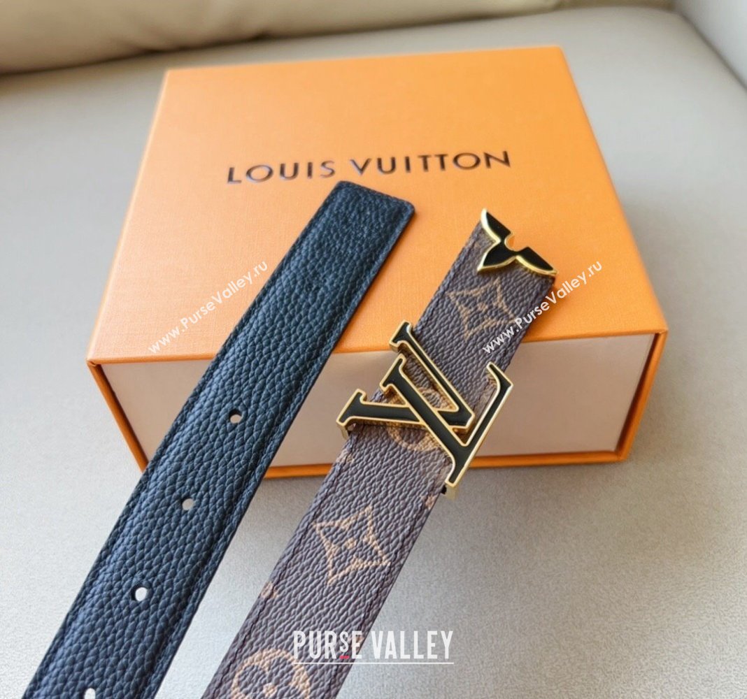 Louis Vuitton Pretty LV Enamel 3cm Reversible Belt Black 2024 (99-240113002)