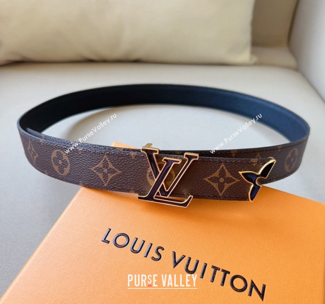 Louis Vuitton Pretty LV Enamel 3cm Reversible Belt Black 2024 (99-240113002)